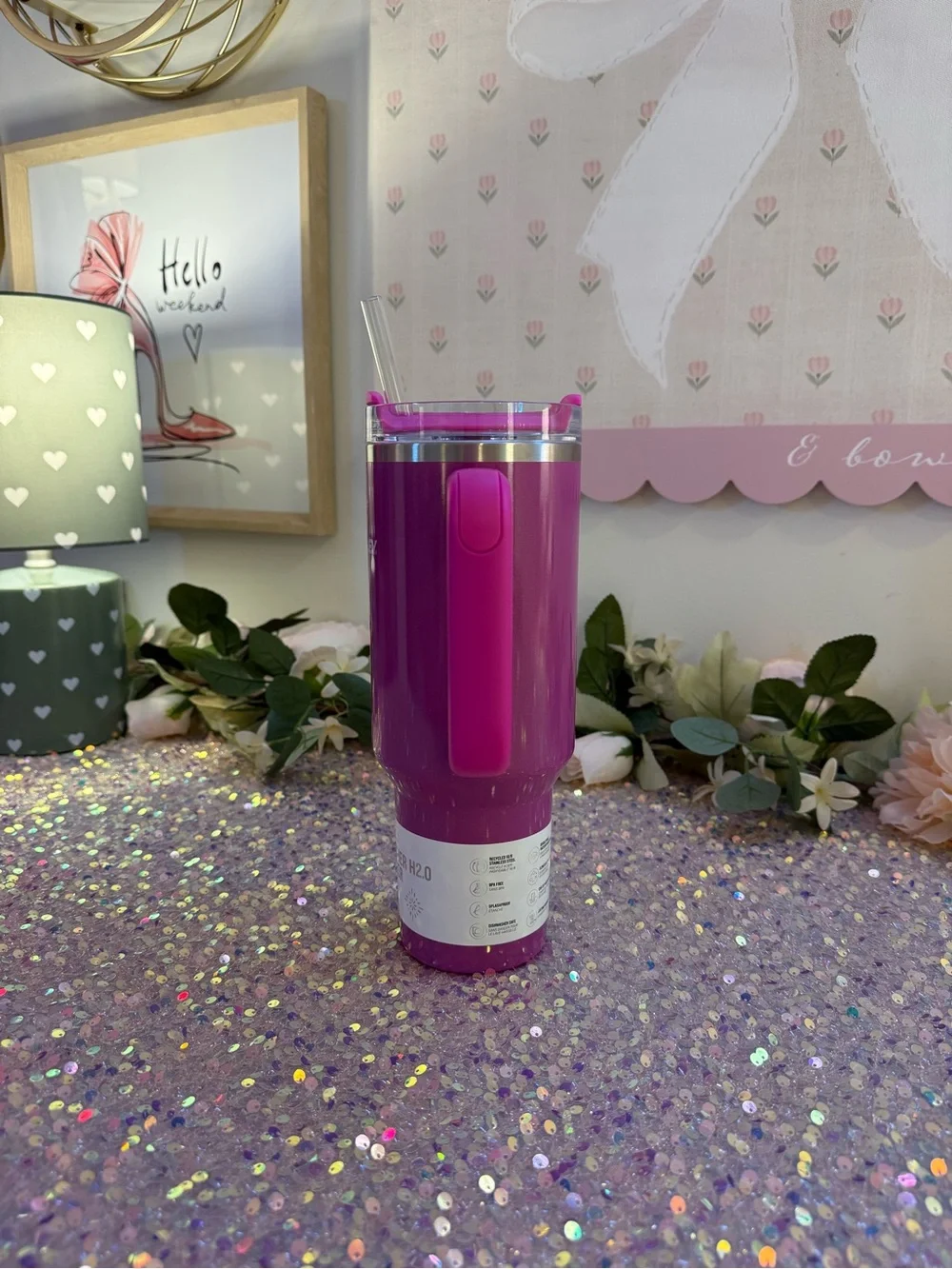 NWT Stanley 40 oz Quencher H2.0 FlowState Tumbler in “Punch Shimmer” 🩷✨ - Picture 2 of 9